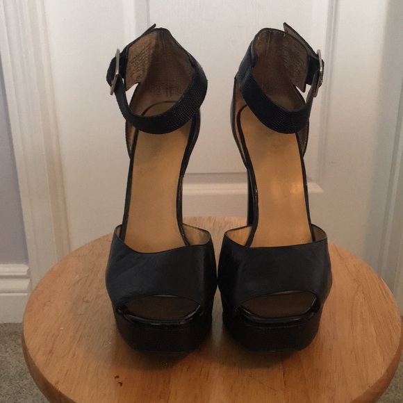 Nine West stacked platform heels